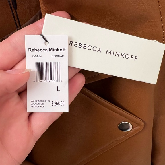 LAST CHANCE! NWT Brown Rebecca Minkoff Vegan Leather Jacket Size Large - Picture 5 of 6